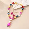 Fashion Rhinestone Geometric Earrings Necklace Women's Simple and Exaggerated Jewelry Set Banquet Jewelry Accessories