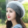 Konijnenhaar Hoed Dames Winter Verdikte Gehoorbescherming Gebreide Wollen Muts Koreaanse Mode Baret Trend 240103