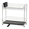 Kitchen Storage IRIS USA 2-Tier Slim-Sized Dish Drying Rack With Drain Spout Black