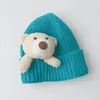 Berety kreskówka niedźwiedź dziecięcy słodka jesień zima ciepłe kapitanowe czapki niemowlę małe maluch koreański stały kolor dla dzieci chłopiec czapki czapki czapki