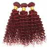 Trame Migliore qualità Capelli ricci profondi peruviani Capelli bordeaux 99j Estensioni dei capelli umani vergini peruviani Remy Capelli ricci profondi peruviani