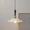 Lampy wiszące vintage drewniane szklane światła Oprawy domowe oświetlenie sypialnia salon obok miedzianej lampy hanglamp luminaria