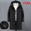 Herrarna ner parkas svarta långa parkor män vinter tjock varm jacka 10xl 11xl plus size coat mode vinter parkas manliga lastjackor stor storlek 11xl j240103