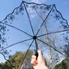 Umbrellas Wave Edge Vintage Clear Umbrella PVC Three-fold Arch Butterfly Rose