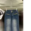 CE24 Autumn/Winter New Women's Jeans Fashion Chain Design Hög midja raka smala jeans breda benbyxor