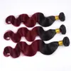 Weeft 7A-kwaliteit Peruaans maagdelijk haar Body Wave Ombre Bordeaux 1B 99J Tweekleurige kleur Goedkoop 100% onverwerkt menselijk haar Weefbundels Gratis