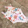 Fashion Print Sling Bathing Suit Women Padded One Piece Swimwear Summer Beach Vacation Backless Biquinis Slim Swimsuit