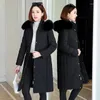 Trench da donna Giacca invernale Con cappuccio Collo lungo in pelliccia Parka Donna Casual Addensare Abbigliamento da neve Giacche Imbottito in cotone Caldo piumino Parka