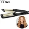 Утюжки Kemei Профессиональный стайлер для волос с волнами 3 ствола Щипцы для завивки волос с большой волной Бигуди Обжимные щипцы Пушистый Waver Салон Инструменты для укладки L2