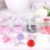 Party Favor Sell Multi Color Round Shaped Acrylic Diamond Ring Keychain Wedding Favors