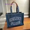 Bolsas de asas de diseñador Celins para mujeres Tienda en línea Bolsa de mezclilla 2024 Nueva moda Arco Lienzo Compras Solo hombro Axila Mujer con logotipo real