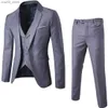Męskie garnitury Blazers Fashion Men Classic 3piece Set Suit Wedding Fairing Slim Fit Men Men Men Che o menu kamizelka Black Grey Burgundy Szie S-6xl Q230103
