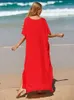 Maillots de bain pour femmes Vendus Bohemian Robe longue Maillot de bain Cover Up 2024 Robe Plage Pareos Kaftan Maxi Over Size Beach Tunique BeachWear