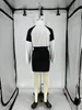 Designer High Split Two Piece Dress Women Zip Jacket Top and Mini Skirt Sets Outfit Free Ship