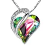 Collana a forma di cuore in argento sterling 100% S925 di lusso geometrico amore colorato collane con ciondolo in cristallo austriaco per le donne mamma madre regalo di compleanno di San Valentino