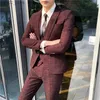 Men's Suits Blazers Blazer Vest Pants High-end Brand Boutique Fashion Plaid Formal Business Office Men's Suit Groom Wedding Dress Party Male Suit Q230103