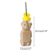 Tumblers Lovely Cartoon Bear Straw Cup Water Bottle With Lock Läcksäker hemresor Par Barn Festival Gift 250 ml