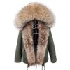 MAOMAOKONG Winter Kleding Vrouwen Natuurlijke Bontjas Echte Wasbeer Bontkraag Parka Verwijderen Nepbont Voering Warme Dikke Korte Jas 240102