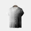 Men's T Shirts Mens 3D Digital Printing Pocket Buckle Lapel Short Sleeve Shirt Metallic Blouse Collar Pajama Slim Fit