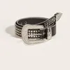 Belts Unisex Goth Rhinestones Women PU Leather Straps Cowgirl Girls Fashion Belt For Jeans Men