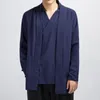 Ubranie etniczne chiński styl mężczyźni lniane hanfu tops tops zea koszule japońskie kimono kurtki płaszcze szaty orientalne moda