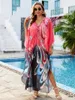 Damskie stroje kąpielowe Edolynsa Kaftans Kimono Maxi Sukienki w stylu Długo nadrukowane kaftan plażowe sukienki Kobiety w rozmiarze Elegancka Suknia Elegancka