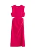 Abito longuette cava solido moda donna Vita sexy O-Collo senza maniche Vestido 2023 Abito estivo da donna High Street 240103