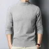 Autumnwinter Mock Neck Sweater Men Solid Color Pullovers Man Half Turtleneck Knitwear Fashion Brand Casual Herrkläder 240103