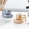 Tazze Set di tazze da caffè di fascia alta Ins Wind con piattino Tazza di alto valore Regalo carino per la casa Ceramica creativa Tè Latte Acqua