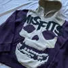 Y2K Hoodies Winter Skull Wzór polarowy bluza Pullover Hip-Hop Retro Street Loose Harajuku Gothic Top Streetwear 240102