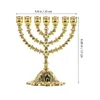 Holder Menorah Branch Stand Metal Chanukah Hanukkah je Candelabra Candlestick Vintage Tabil religijny Złoty Dekorat Jerusalem 240103