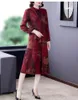 Vestidos casuais 2024 moda seda impressa saia francesa solta apertada floral fundo outono versátil luxo joelho comprimento vestido