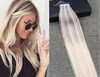 Balayage color 16 24 inch Glue Skin Weft PU Tape in Human Hair Extensions Brazilian REMY Hair To USA4436383