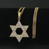 Hänge halsband religiösa menorah och stjärna av David judiskt halsband rostfritt stål 3 5mmcuban kedja hiphop bling juvelery för M239Z