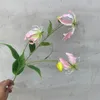 Decorative Flowers 5pcs Artificial Lily Silk Flower For Wedding Hall Arrangement Road Lead Lilies Florals Holiday Home Party Backdrop Decor