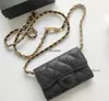 Purses Designer Real Leather Plaid Coin Purses Luxury Brand Chain Cow Sheep Skin Small Plånbok axelväskor Söta mode kvinnliga gåvor till och med