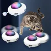 Cat Toy Smart Teaser UFO Pet Turntable Catching Training toys USB Charging Cat Teaser Replaceable Feather Interactive Auto 240103