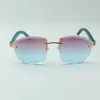 Vendas diretas mais novos óculos de sol com lentes de corte de alta qualidade 4189706-A bastões de madeira naturais azul-petróleo tamanho 58-18-135 mm