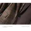 Autumn Plaid splice Blazers Coats for Women Elegant Stylish Clothing Women's Business Suit Vintage Ladies Jackets Fashion 240102