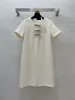 1226 XL 2024 Milan Runway Dress SPring Crew Neck Short Sleeve Mid Calf White Brand Same Style Womens Dress Fashion High Quality weiniG23122819