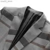 Men's Suits Blazers Men's Wedding Plaid Blue Gray Blazers Jacket Pants Vest 3 Pcs Set 2023 Slim Fit Business Tuxedo Dress Classic Formal Suits Coat Q230103