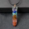 Pendant Necklaces Orgonite 7 Chakra Nature Stone Pendant Necklace For Women Men Geometric Glass Pendant Cord Healing Meditation Gift