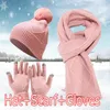 Berets Hat Windproof Warm Adult Gloves Scarf Knit Knitted Winter Cycling Sets Skiing Women Men Baseball Caps Shirt And