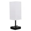 Table Lamps Bedside Lamp With USB Port Outlet Black Metal Base Bedroom