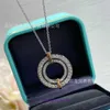 Collana con ciondolo Cravatta Casa Collare Catena Gioielli firmati Tifannissm T Family Edge Serie Doppia fila di diamanti Rotondi pieni per le donne Argento puro Hanno scatola originale