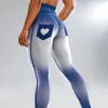 Женские леггинсы синие джинсовые узоры с высокой талией для йоги женские спортивные брюки для фитнеса брюки больших размеров