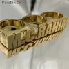 KristenCo Кольца с именем на заказ Золотое индивидуальное кольцо в стиле хип-хоп на один/два/три пальца Мужская мода в стиле панк-письмо Кольцо Подарки 240102