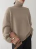 Suéteres de mujer suéter de cachemira de lana pura coreano jersey de punto de cuello alto para mujer todo-fósforo invierno Casual suelto grueso