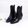 Ann Demeulemeester Gerda Bottines Bout pointu Talon bloc épais 55 mm Botte de cowboy occidentale en cuir véritable Chaussures de créateur de luxe pour femmes Chaussures d'usine Taille 35-42