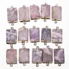 Pendant Necklaces Natural Raw Stone Pink Crystal Cluster Pendants Electro Plated Pack With Gold Edge Connector Hand Charms Necklace